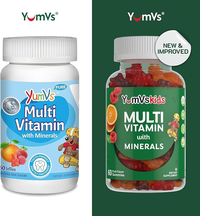YumVs Kids Multivitamin Gummies 12 Minerals D3 E B6 B12 B12 - (60 Count)