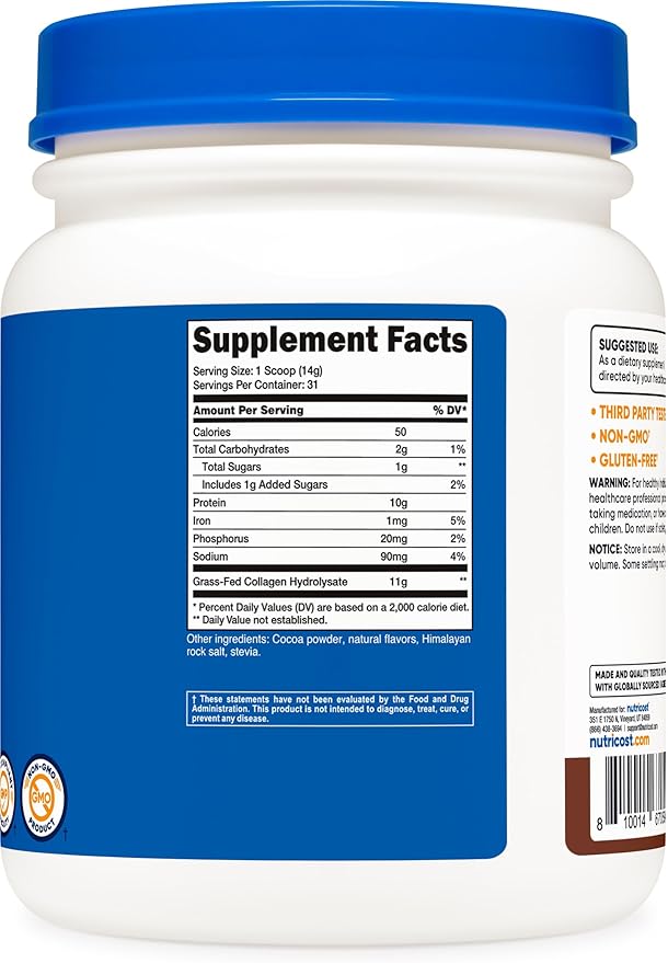 Nutricost Grass-Fed Collagen Powder 1LB (454
