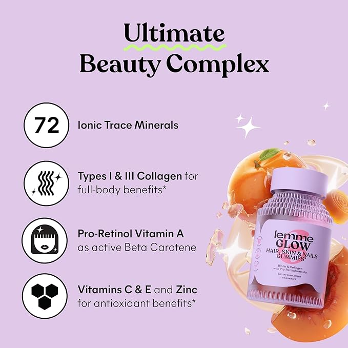 Lemme Glow Collagen Hair Gummies 60 ct.