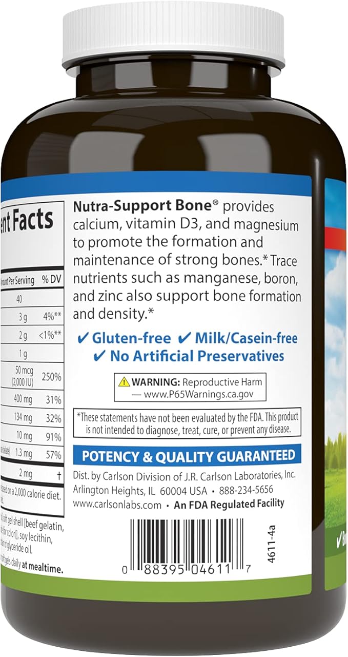 Carlson - Nutra-Support Bone, Calcium, Magnesium D3, Bone 100 Softgels