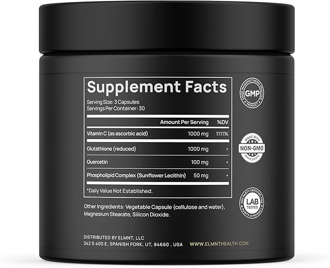 ELMNT 2150mg Super Antioxidant Liposomal Glutathione 1000mg - 90 Pills