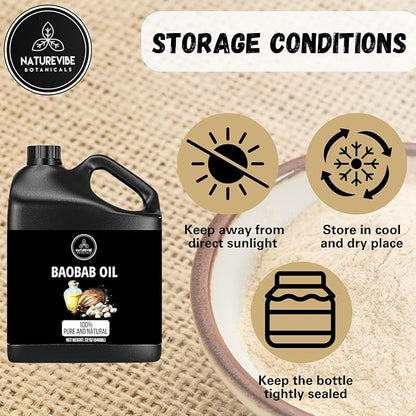 Naturevibe Botanicals Baobab Oil 32 Ounces 100% Pure