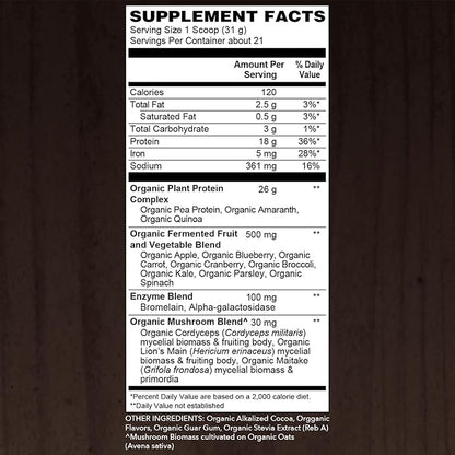 Organic Vegan Protein Powder 18.5 oz, 21 Servings