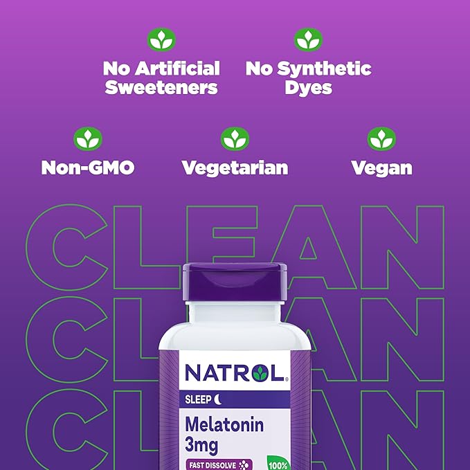 Natrol Melatonin 3mg, Strawberry-Flavored Dietary Supplement 200 Fast-Dissolve 200 Day