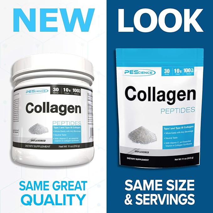 PEScience Collagen Peptides Powder, Hydrolyzed Collagen 30 Servings,
