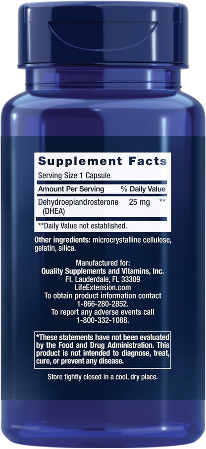 Life Extension DHEA 25mg and Boron 3mg - Supplements for Hormone Balance, Bone Health, Immune & Nervous System Support