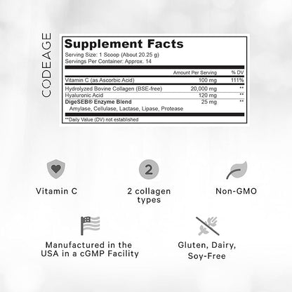Codeage Collagen Peptides Powder + Vitamin 9.98 oz