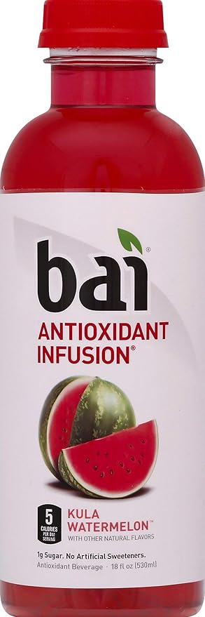 Bai Flavored Water, Kula Watermelon, Antioxidant Infused Drinks, 18 Fluid Ounce Bottle