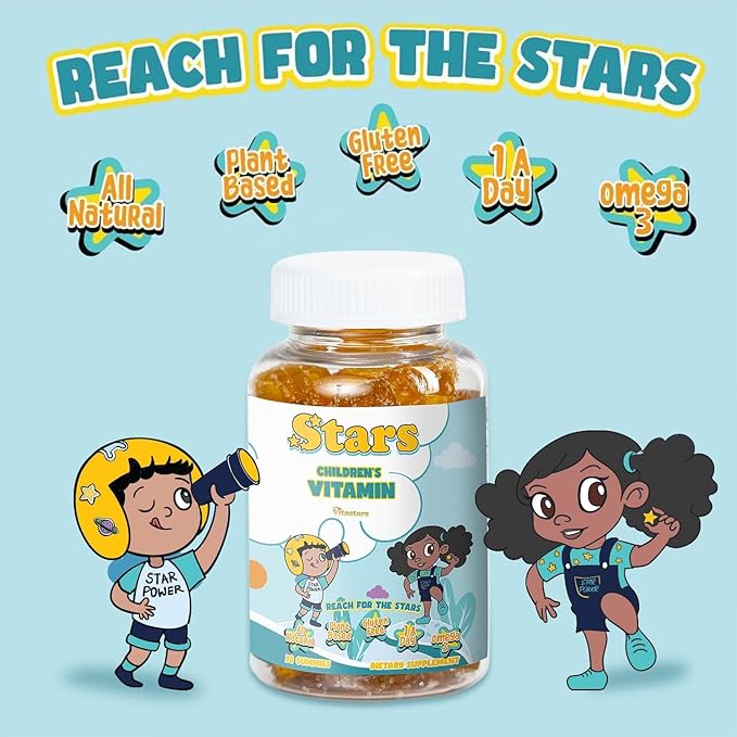 Stars Kids Multivitamin Gummies with Omega 3, Selenium, 30 Star-Shaped,