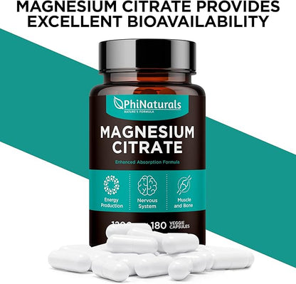 Magnesium Citrate Powder Capsules 400mg – [180 Count]