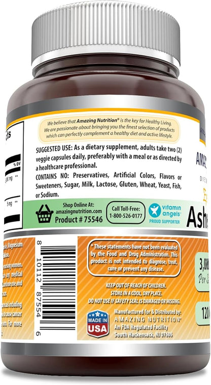 Amazing Formulas Ashwagandha Extract Supplement 3000 Mg 120 Veggie
