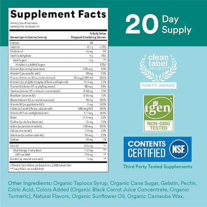 SmartyPants Prenatal Vitamins for Women, Multivitamin 3 Fish D3, C, B12, B6, B6, Vitamin 80 Count (20 Day