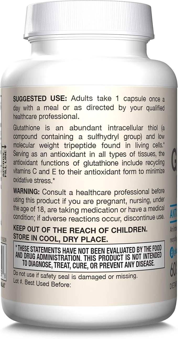 Jarrow Formulas Glutathione Reduced 500mg- 60 12