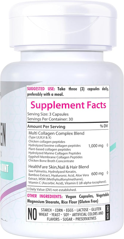 Multi Collagen Peptides pills for Women 14 in 1 | 90 Count