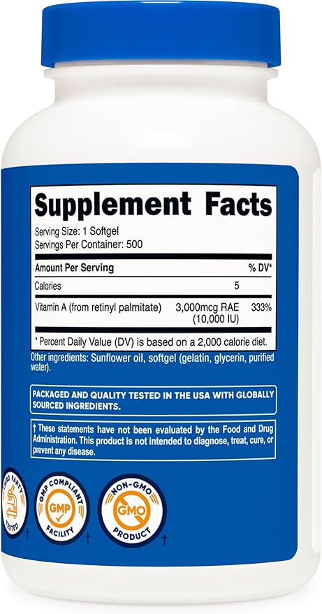 Nutricost Vitamin A 10,000 IU, 500 (3 Bottles)