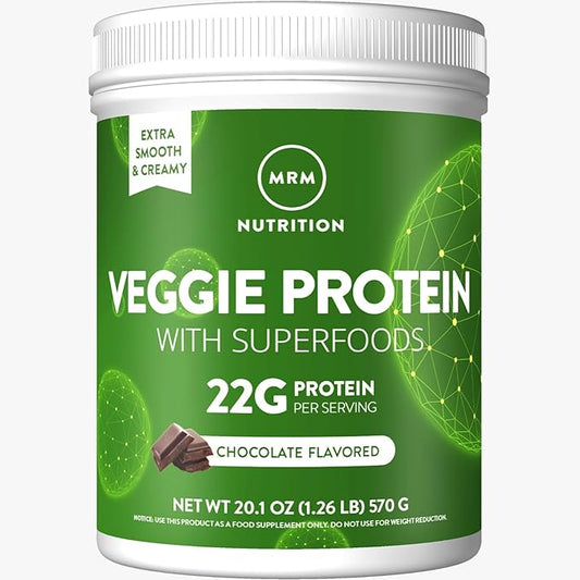 MRM Nutrition Veggie Protein with Superfoods | Vanilla Flavored | 22g Complete Protein | Over 8.8g Essential Amino acids | 13 superfoods | with Omega 3s and Omega6s | Keto Friendly | 30 Servings