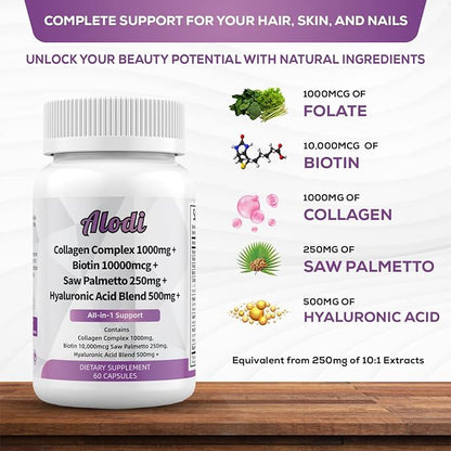 Super Collagen 1000mg, Biotin 10000mcg, Keratin 250mg, Hyaluronic 500mg -