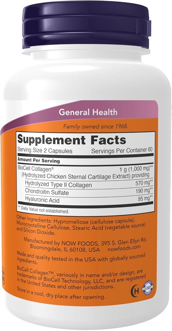 NOW Supplements, BioCell Collagen® Hydrolyzed Type 120 Veg