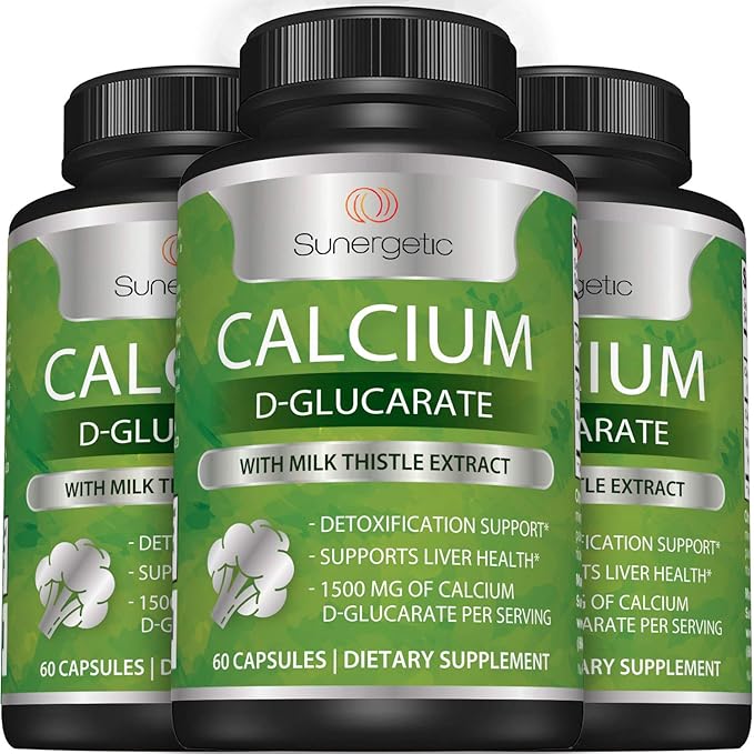 Sunergetic Premium Calcium D-Glucarate Supplement 500mg of 60 Capsules