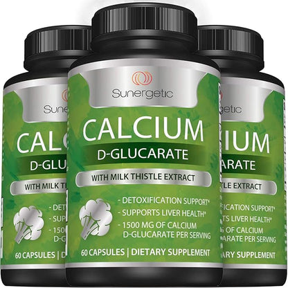 Sunergetic Premium Calcium D-Glucarate Supplement 500mg of 60 Capsules