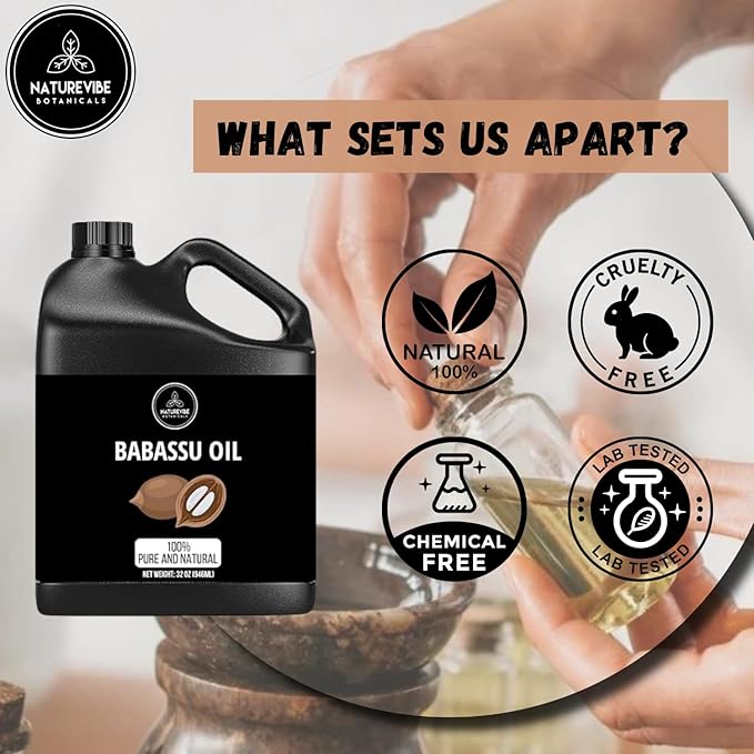 Naturevibe Botanicals Babassu Oil 32 Ounces 100% Pure