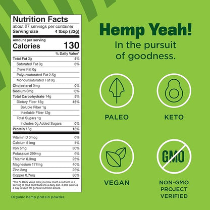 Manitoba Harvest Hemp Yeah! Organic Max 32oz; with 13g of 13g Protein 2.5g Omegas 3&6 per