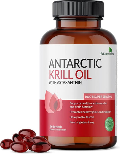 Futurebiotics Antarctic Krill Oil 1000mg Omega-3s EPA, 90 Softgels (45 Servings)