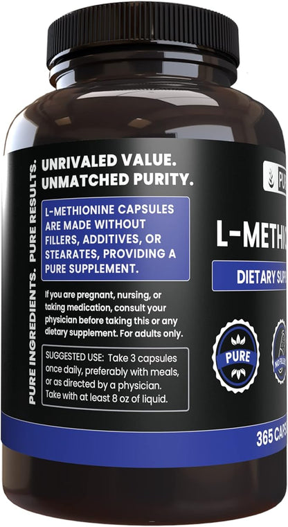 PURE ORIGINAL INGREDIENTS L-Methionine (365 Capsules)