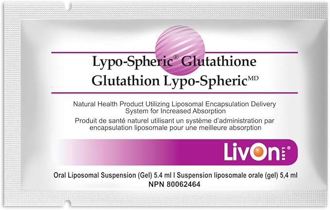 LivOn Laboratories Lypo–Spheric Glutathione 2 Cartons (60 Packets) 450 mg 100% Non–GMO