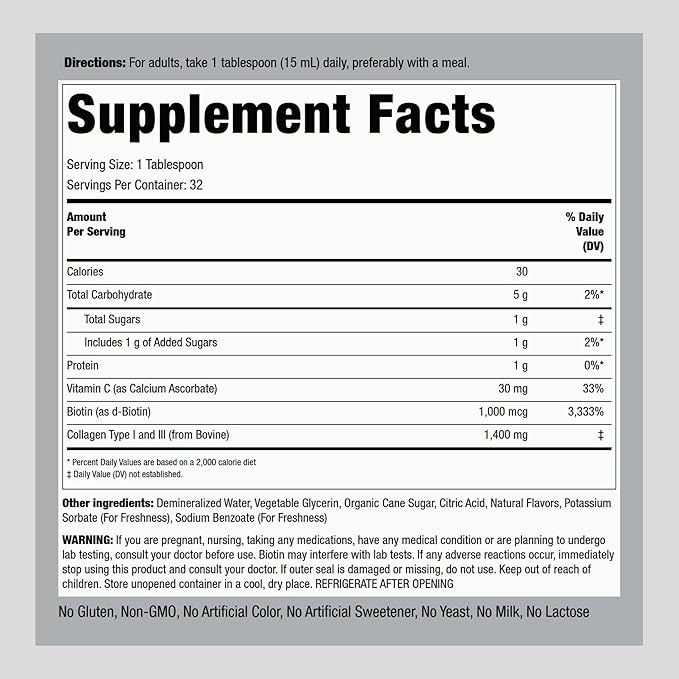 Piping Rock Liquid Collagen and Biotin 16 fl 1 and 3 |