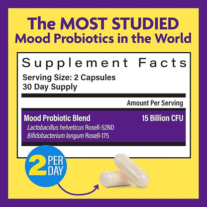 InnovixLabs Mood Probiotic Supplement Rosell-52ND & Rosell-175, 60 60 Capsules