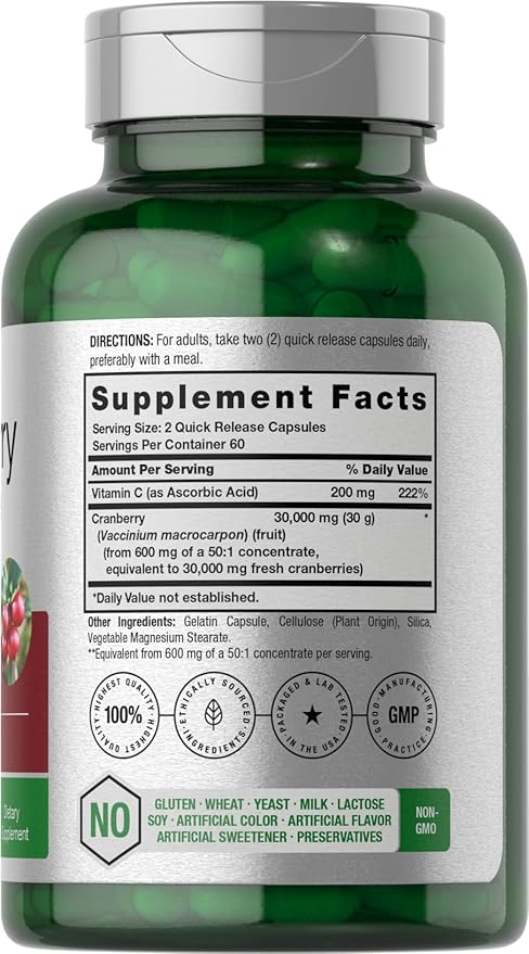 Horbäach Cranberry Concentrate Extract Pills + 30,000mg | 120 Capsules