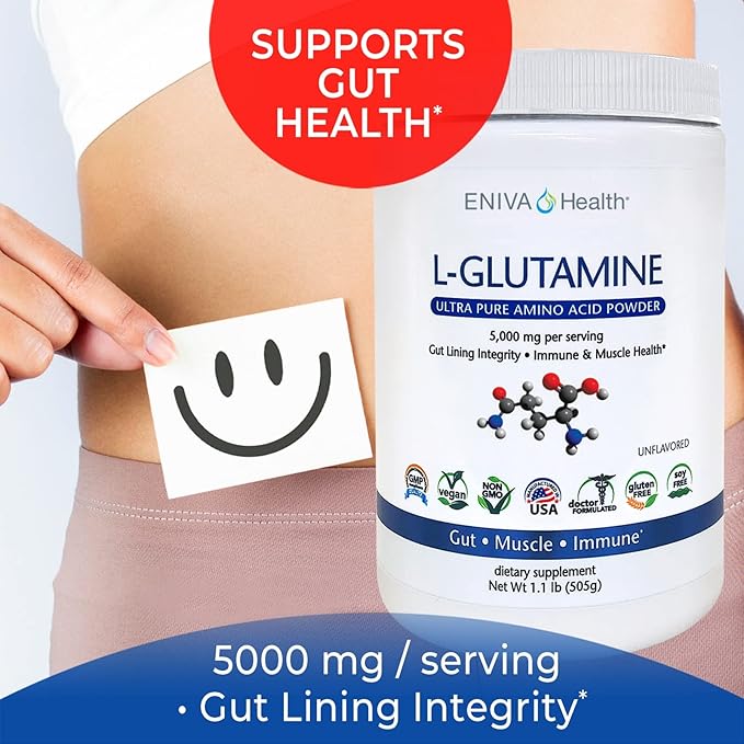 Eniva Health L-Glutamine Pure Powder, Unflavored (101 Servings)