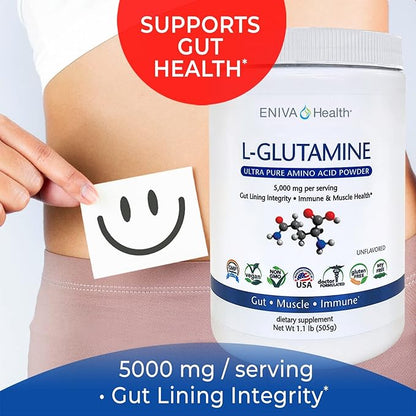 Eniva Health L-Glutamine Pure Powder, Unflavored (101 Servings)