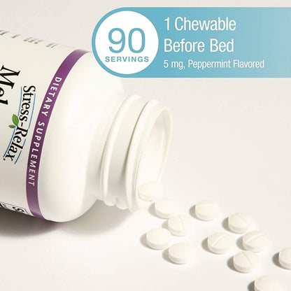 Stress-Relax Melatonin 5 mg by Natural 90 chewable (90 servings),