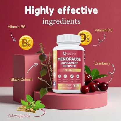 Menopause Supplements for Women, 10 Billion CFU Probiotic, 19-in-1 Multivitamin&Botanicals Extract, DIM, Hormonal Balance, Support Hot Flashes, Night Sweats, Mood, Sleep|Vegan, 120 Capsules