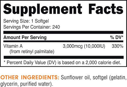 Bucked Up Vitamin A 10000IU Per (240 Servings, 240 Softgels)