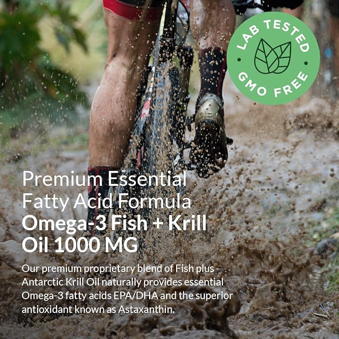 Futurebiotics Omega-3 Fish + Krill Oil 1000 MG Omega-3 EPA/DHA 120 Softgels (60 Servings)