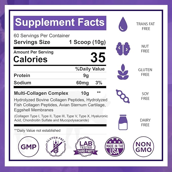 Zammex Multi Collagen Peptides, 5 Types 60 Serving,
