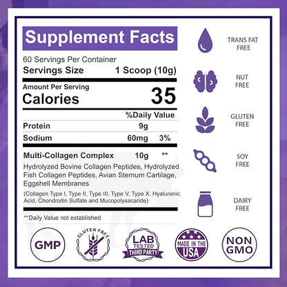 Zammex Multi Collagen Peptides, 5 Types 60 Serving,