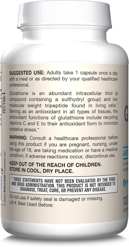 Jarrow Formulas Glutathione Reduced 500 mg- 120 Veggie 12 Packs