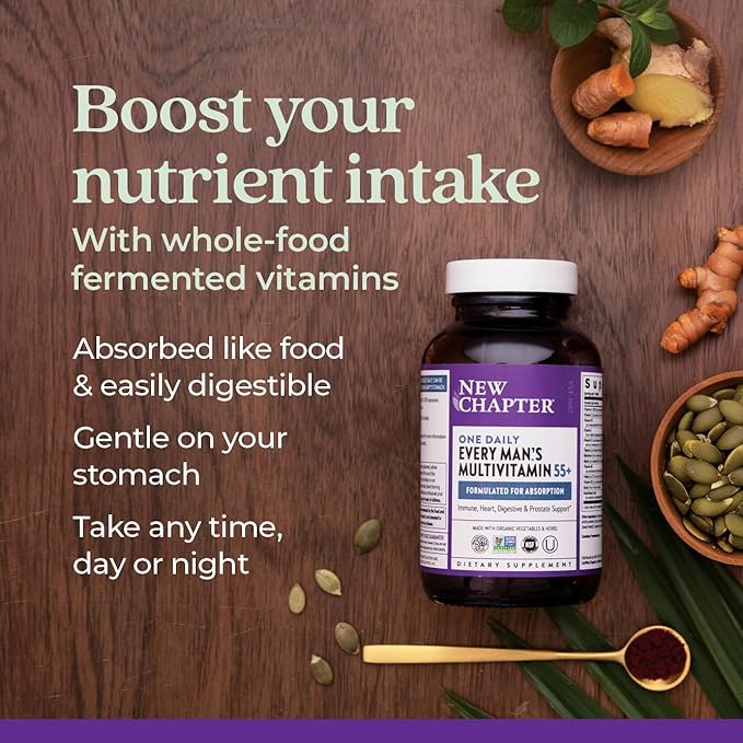 New Chapter Men's Multivitamin 50 Plus 20+ Nutrients 55+, Gentle 96 ct