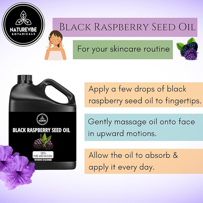 Naturevibe Botanicals Black Raspberry Oil 32 Ounces 100% Pure