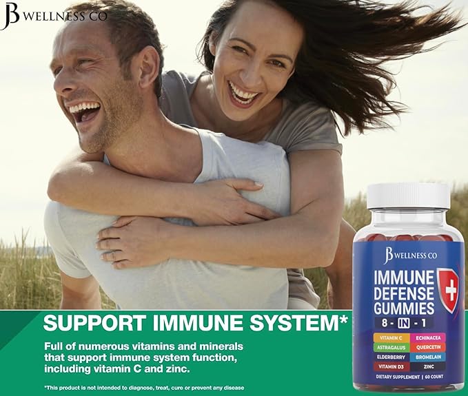8 in 1 Immune Support Booster 50mg, Vitamin 5000 IU, B6, Elderberry (2 Pack) (120 Count)