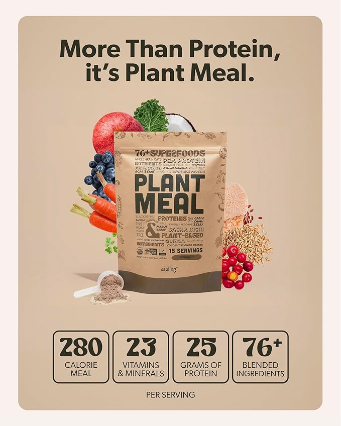 Plant Meal Replacement Shake 25g of 76+ Organic 15 Servings