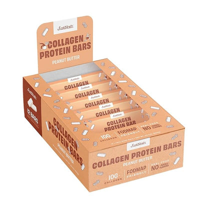 JustNosh Collagen Protein Bars, 10g Collagen, 16g Protein, Gluten Free, Dairy Free, FODMAP Friendly, Seed Oil Free Certified, Clean Ingredients | Peanut Butter (12 Pack)