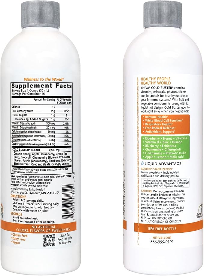 Eniva Elderberry Sambucus Immune Support Syrup, 16 oz