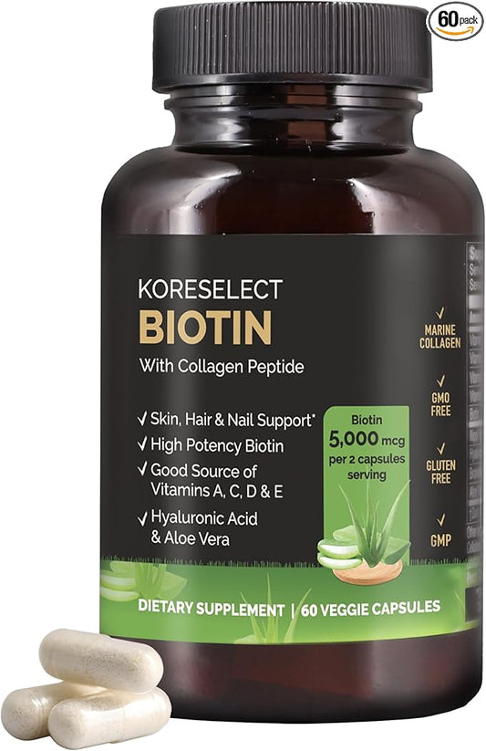 Biotin Collagen Capsules 5000mg, with B7 60 Capsules