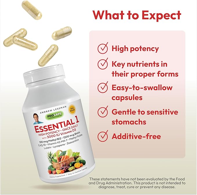 ANDREW LESSMAN Essential-1 Multivitamin 3000 IU D3 30 30 Small 100 mcg B12. CoQ10 CoQ10 Lutein