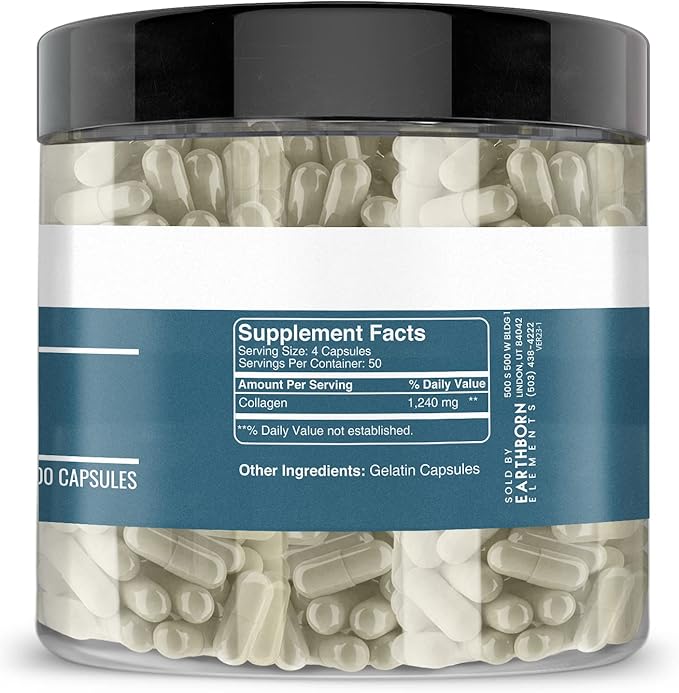 Earthborn Elements Collagen Peptides 200 Capsules,
